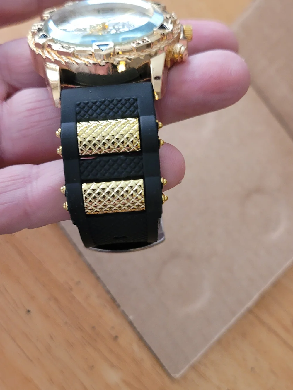 Howe Gold-Tone Chronograph Men's Watch with Black Strap